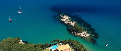 St Nicholas, Corfu,and the seagull's islet