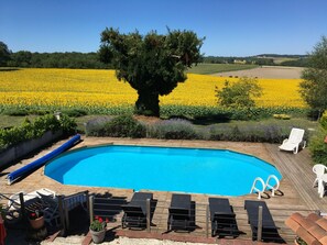 View over pool and patio