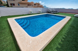 Private Pool with sun until early evening.
