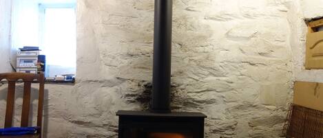 Log burner in main room