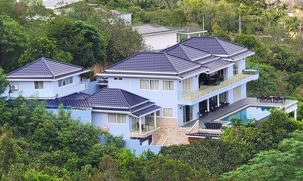 View of the Villa from adjacent hillside