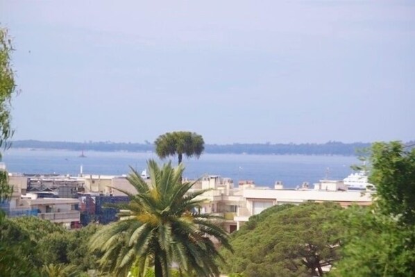 view from the balcony towards the sea and islands of Cannes
