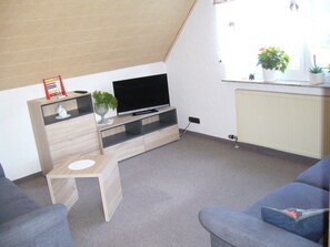 TV - und Wohnzimmer mit komfortabler Schlafcouch