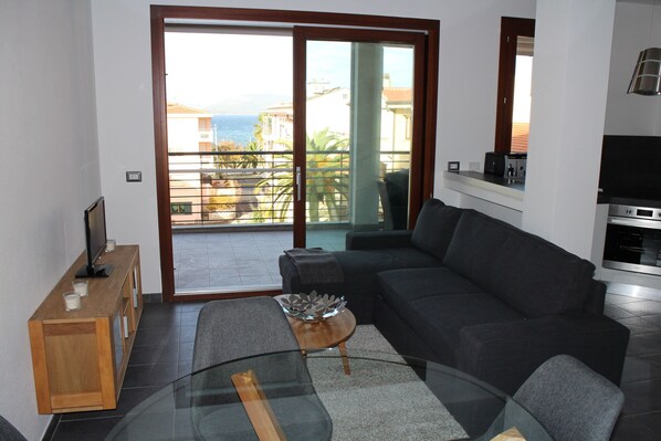 Living room with sea view