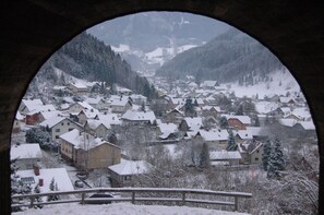 Das Dorf Hollenstein im Winter