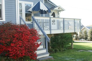 Deck side of house; azaleas in bloom in May