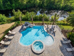 Enjoy the beauty of Florida from the huge pool area with a stunning lake view