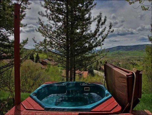 Private Hot Tub with views of the Yampa Valley.