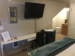 satellite TV and desk