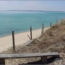 View of private beach from top of Lookout Bluff - summer photo