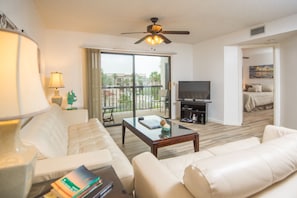 Our condo overlooks the heated pool and tennis courts.