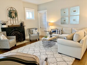 The first-floor family room is a comfy place to relax!