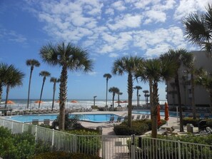 View of pool area facing beach