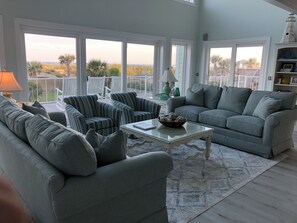 living room with ocean views