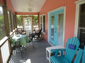 Relax on the screened porch