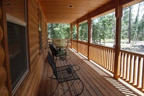 An expansive deck with plenty of spots for watching sunrise, sunset, & wildlife!