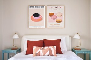 Bedroom #1: queen bed, lovely decor