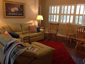 Comfortable living area with Roku TV
