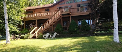 From lakeside - deck upstairs with patio downstairs