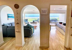 Lounge room (to the left) with master bedroom to the right...and that view!
