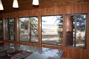 View of meadow from kitchen, Ms Bd Rm, Dinning Rm, and Living Rm