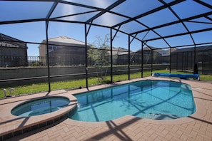 Private Screened Pool with Spa