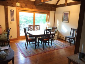 dining room, looking out onto deck and creek