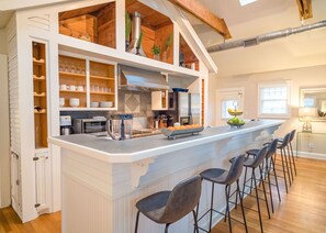Kitchen with bar seating for 6