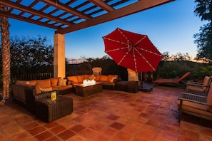 Elevated Patio with Beautiful 270 degree views, seating for 25+.