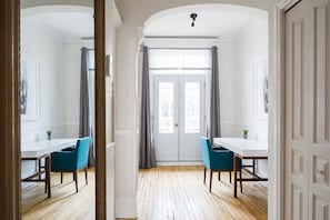 View from the hallway on the boudoir/working space