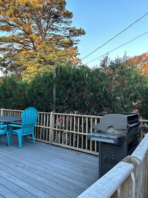 Seating on the deck and gas grill