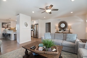 Open floor plan allows families to stay connected but also have their own space