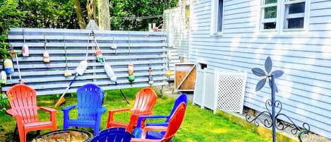 Private Yard with Chairs, Fire Pit and Propane Grill:)