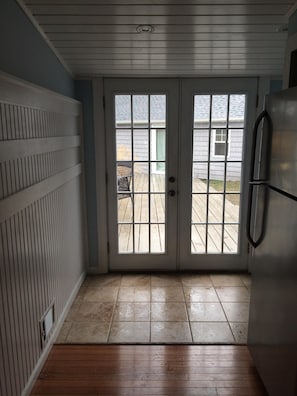 French doors in kitchen to deck