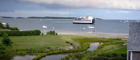 Magnificent view from the house of Lewis Bay and the Nantucket ferry