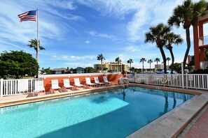 Large solar heated pool