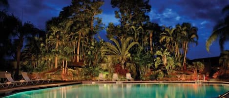 Pool area at night