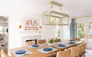 Enjoy meals around the dining table that seats 10!