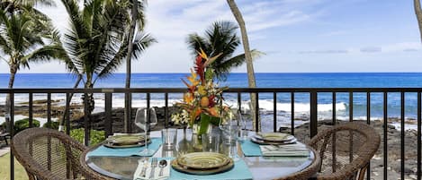 Lanai Dining just yards from the ocean!