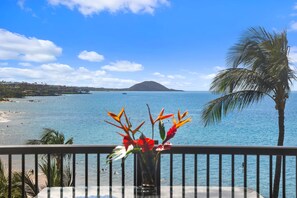 Lanai view up the beach to Andaz, Grand Wailea, Fairmont, Four Seasons et all!