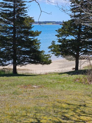 view down to the beach
