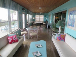 Huge enclosed air-conditioned Sun Porch with beautiful view of the beach