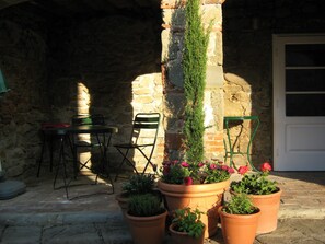 front shaded sitting area
