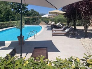 Recently renovated pool terrace