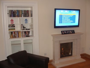 Lounge with real flame gas fire and Sky TV