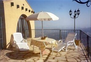 Upper terrace with views to the sea
