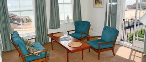 Front room with views to the bay and the Jetty