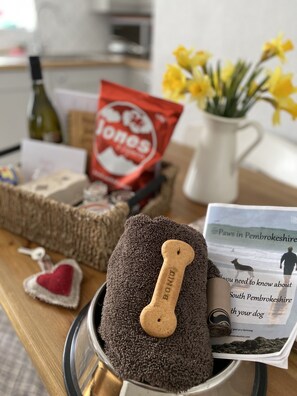 Welsh welcome hamper and doggy welcome hamper, others available on request.