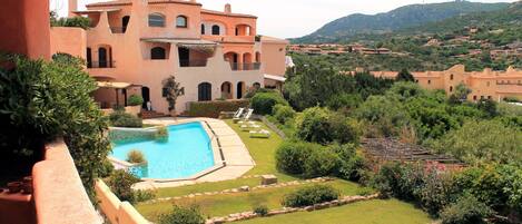 View from the veranda : pool and garden