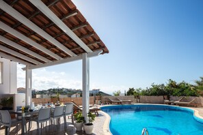 Beautiful sea and mountain views from the pool area.